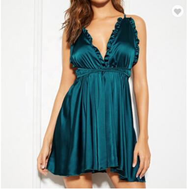 Sexy pajamas  imitation silk late night temptation backless nightgown