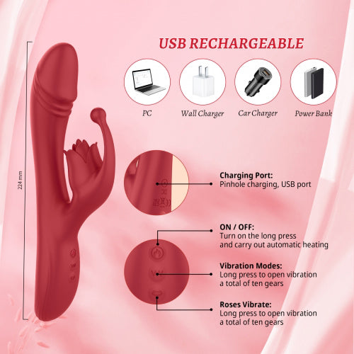 Red Rose Rabbit Vibrator