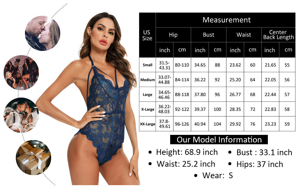 Sexy lingerie halter neck lace backless slit multi-color lingerie set