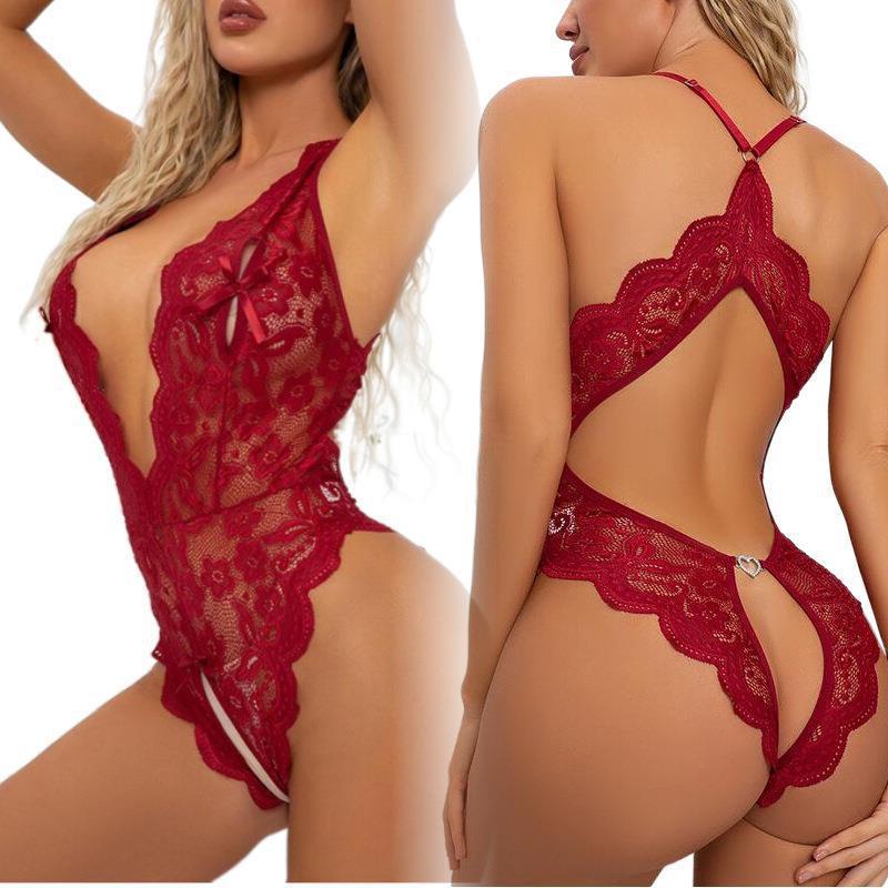 Sexy underwear large size lace open crotch sexy backless lingerie